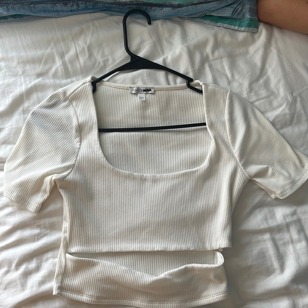 White cutout top